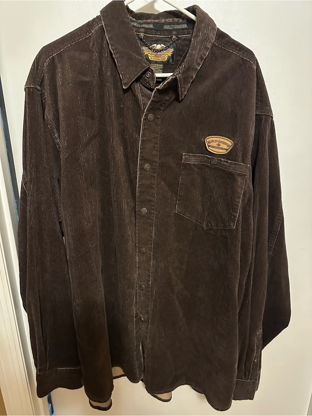 Harley-Davidson Dark Brown Corduroy Button Shirt with Patch
